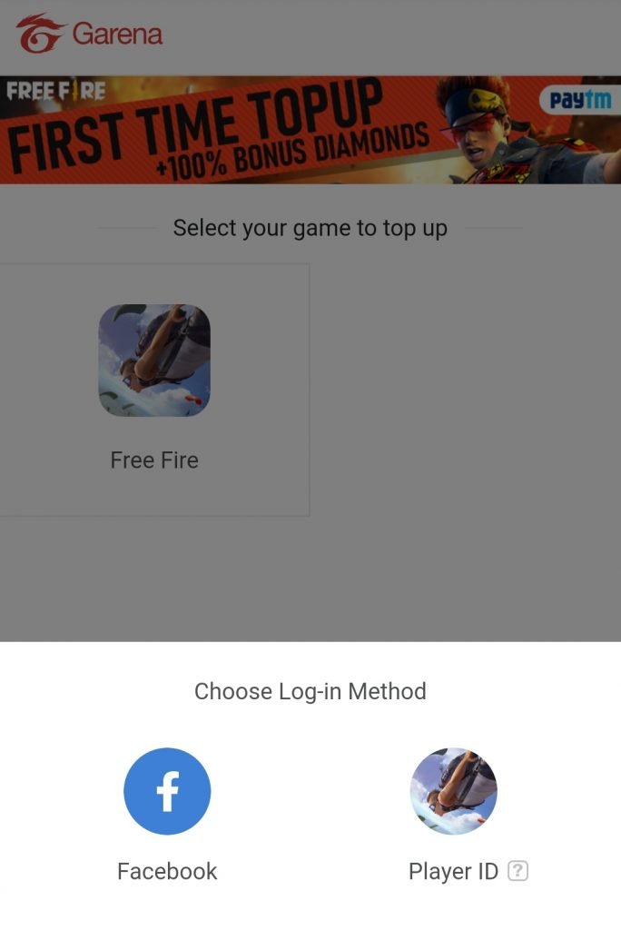 How to top up in free fire using paytm